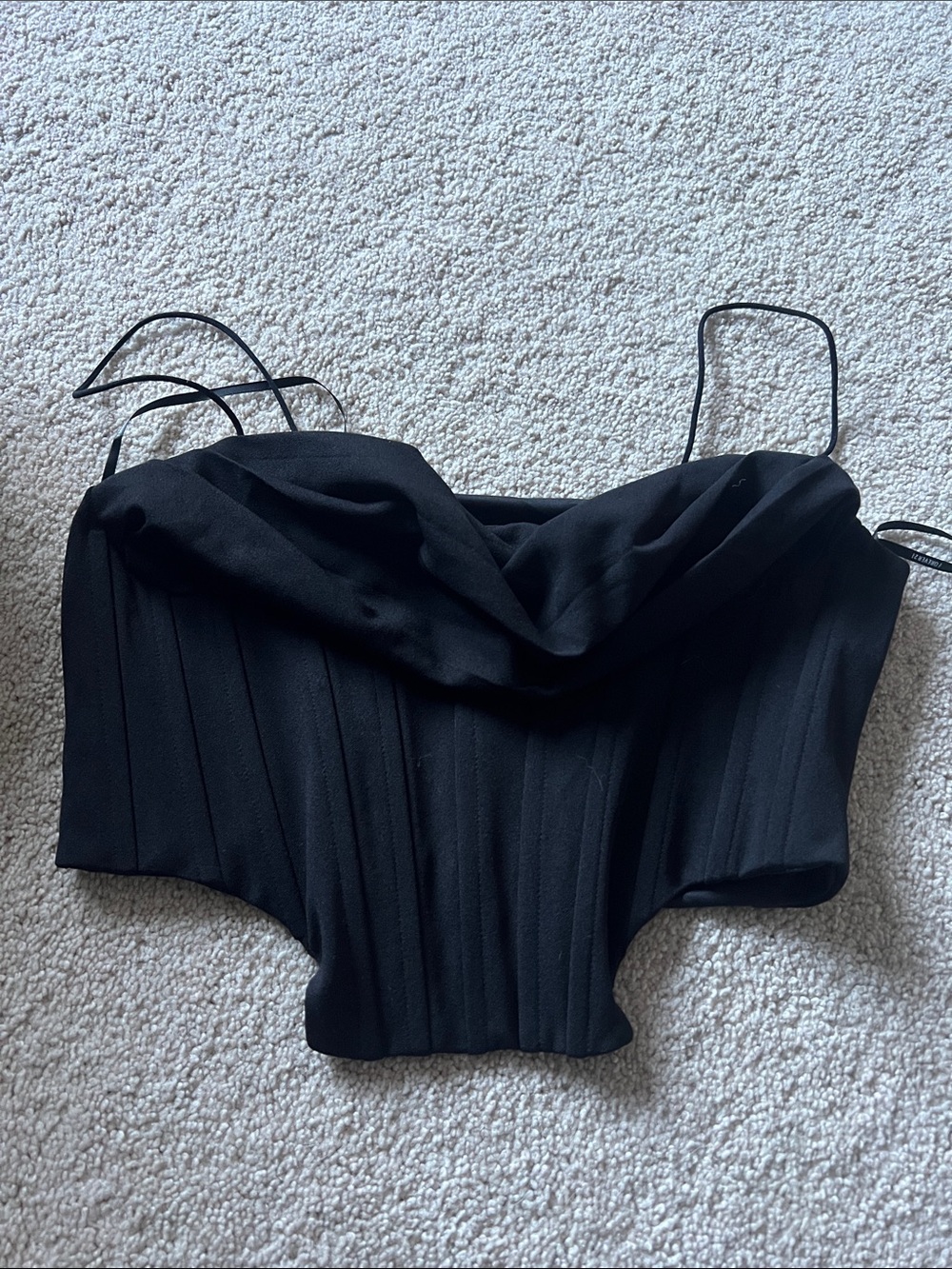 Forever 21 Black Draped Bustier Crop Top with Thin Straps